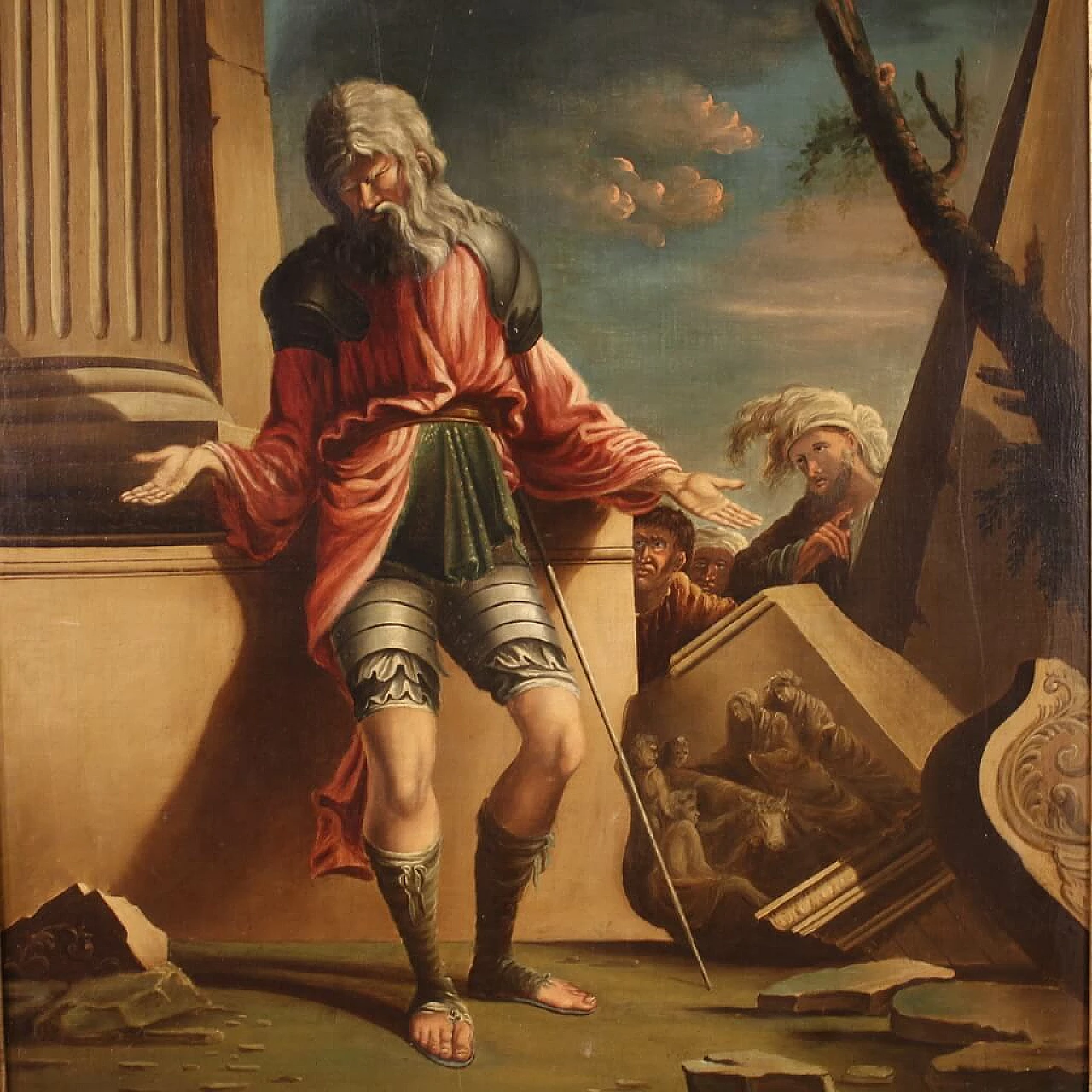 Blind Belisarius is recognised by a soldier, oil on canvas, 17th century 3