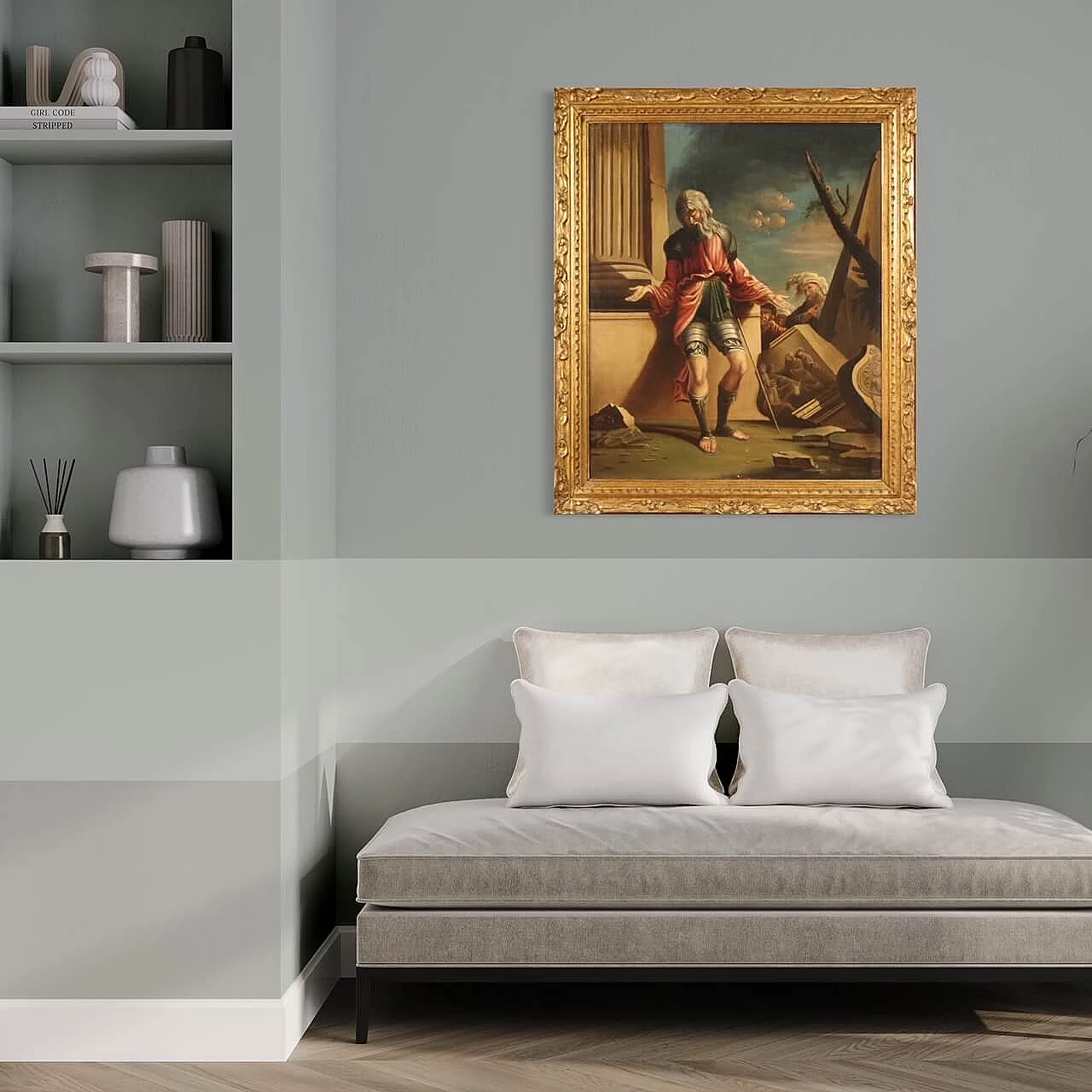 Belisario cieco viene riconosciuto da un soldato, olio su tela, '600 14