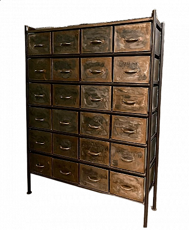 Industrial-style brushed metal dresser, 1940s