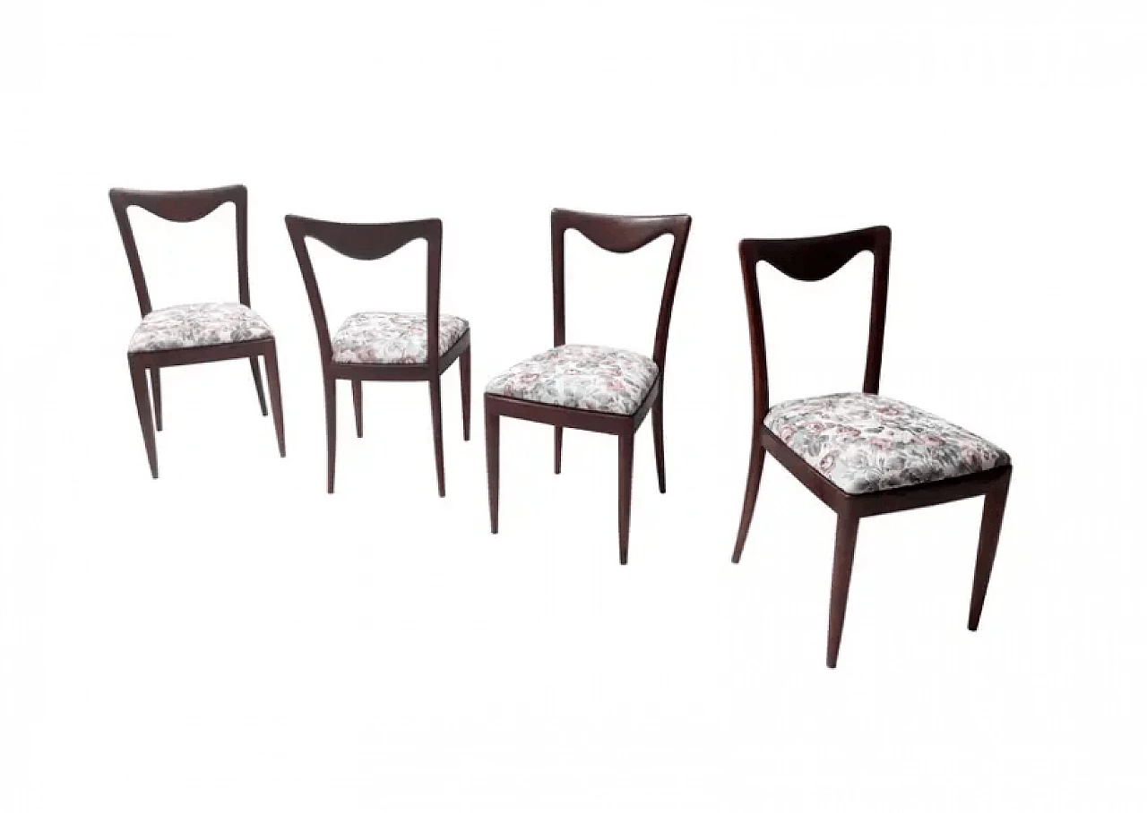 4 Chairs with beech frame and linen fabric by Carlo Enrico Rava, 1950s 1