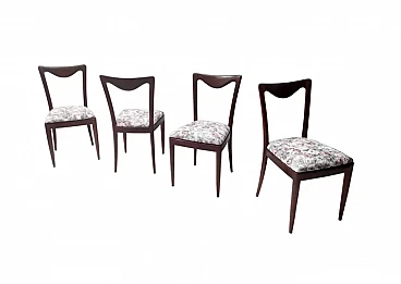 4 Chairs with beech frame and linen fabric by Carlo Enrico Rava, 1950s