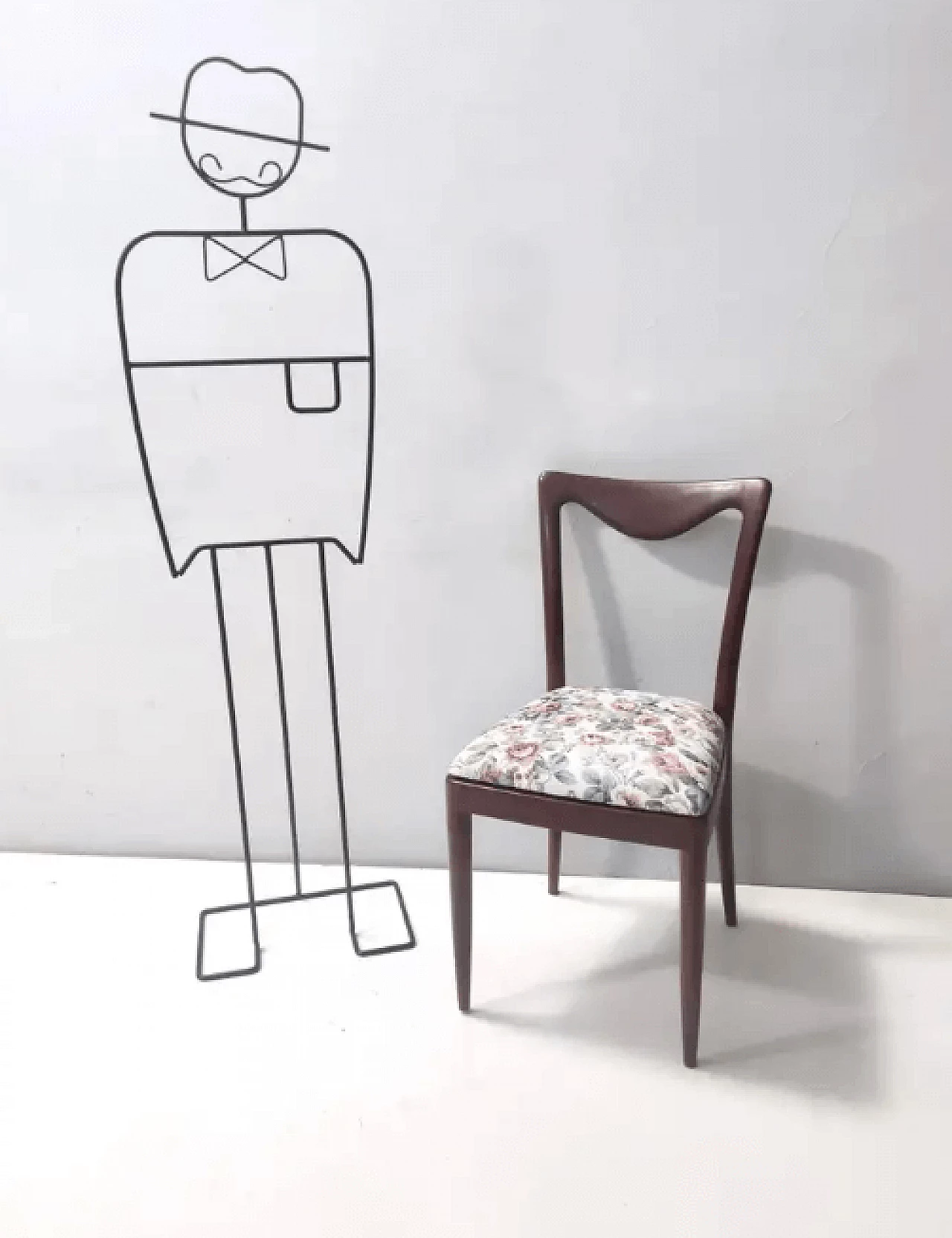 4 Chairs with beech frame and linen fabric by Carlo Enrico Rava, 1950s 2