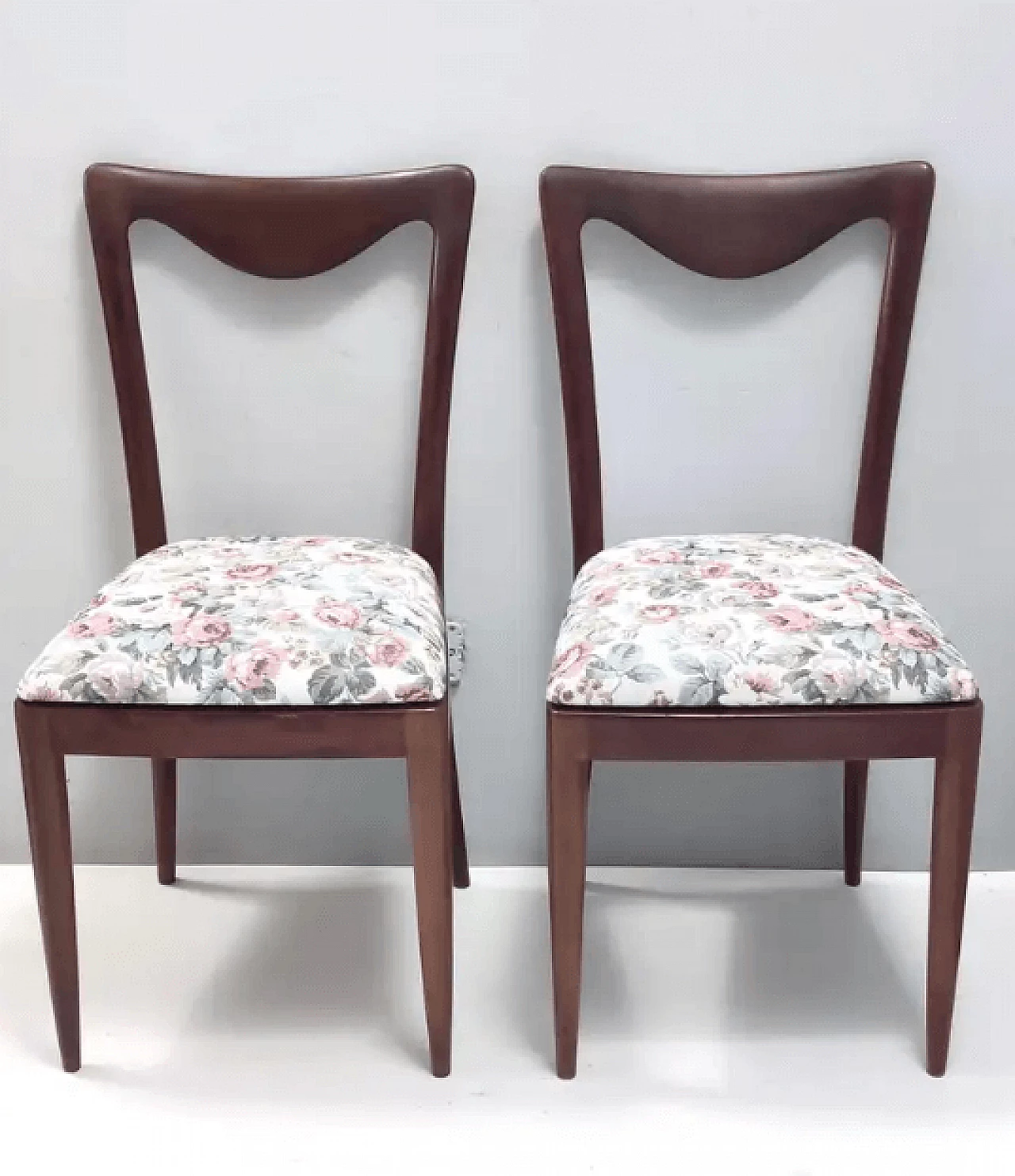 4 Chairs with beech frame and linen fabric by Carlo Enrico Rava, 1950s 4