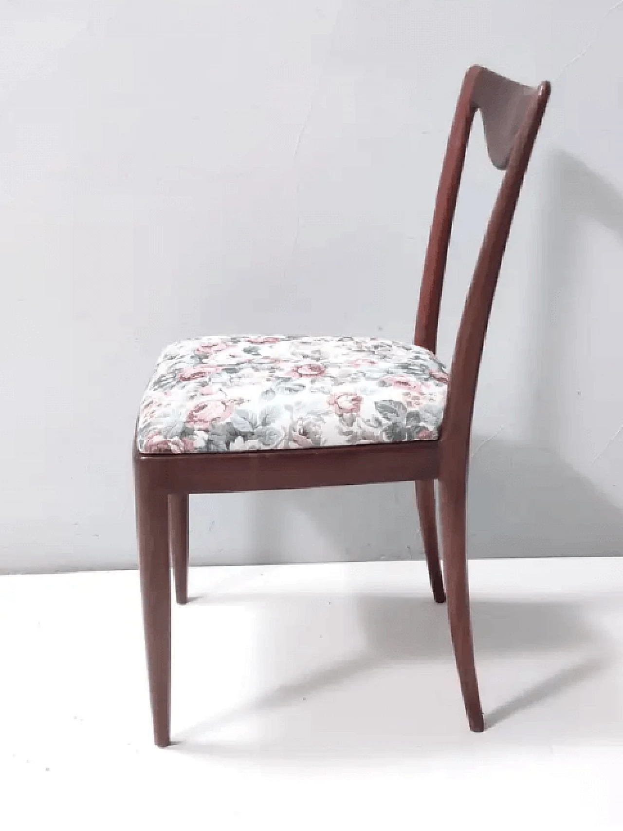 4 Chairs with beech frame and linen fabric by Carlo Enrico Rava, 1950s 7