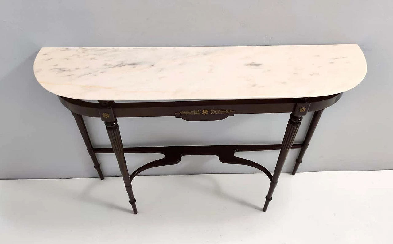 Beech console table with Portuguese pink marble top, 1960s 2