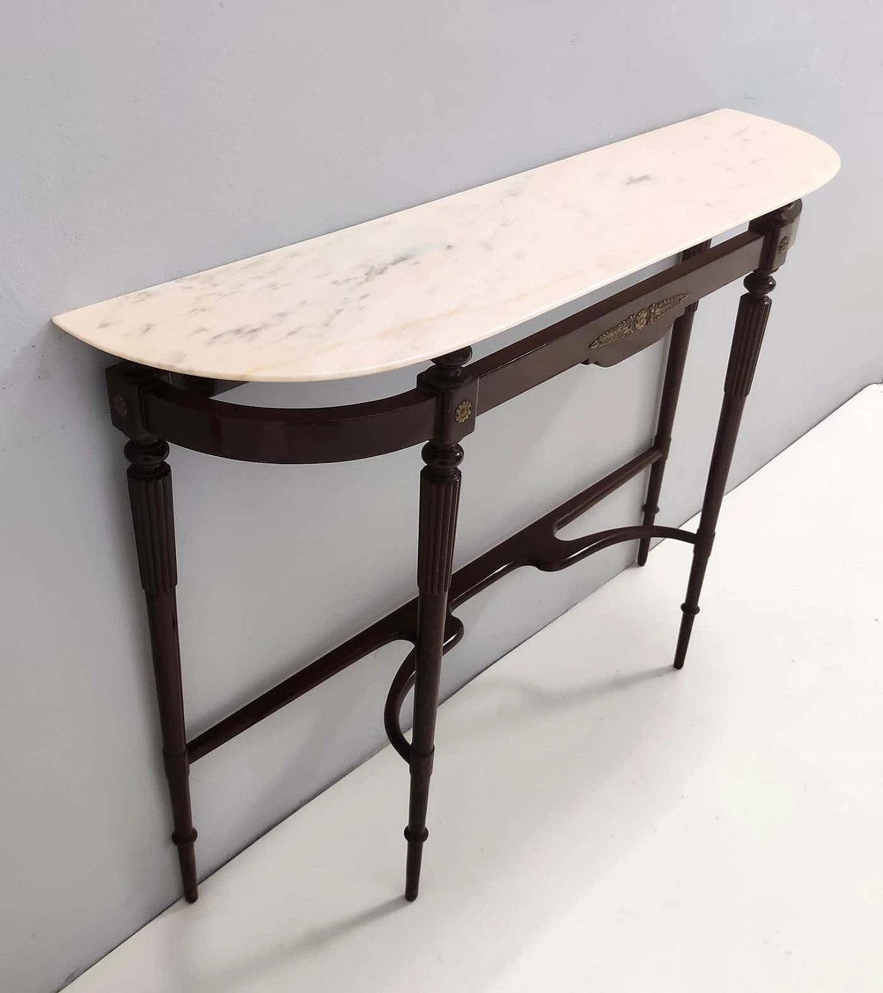 Beech console table with Portuguese pink marble top, 1960s 5