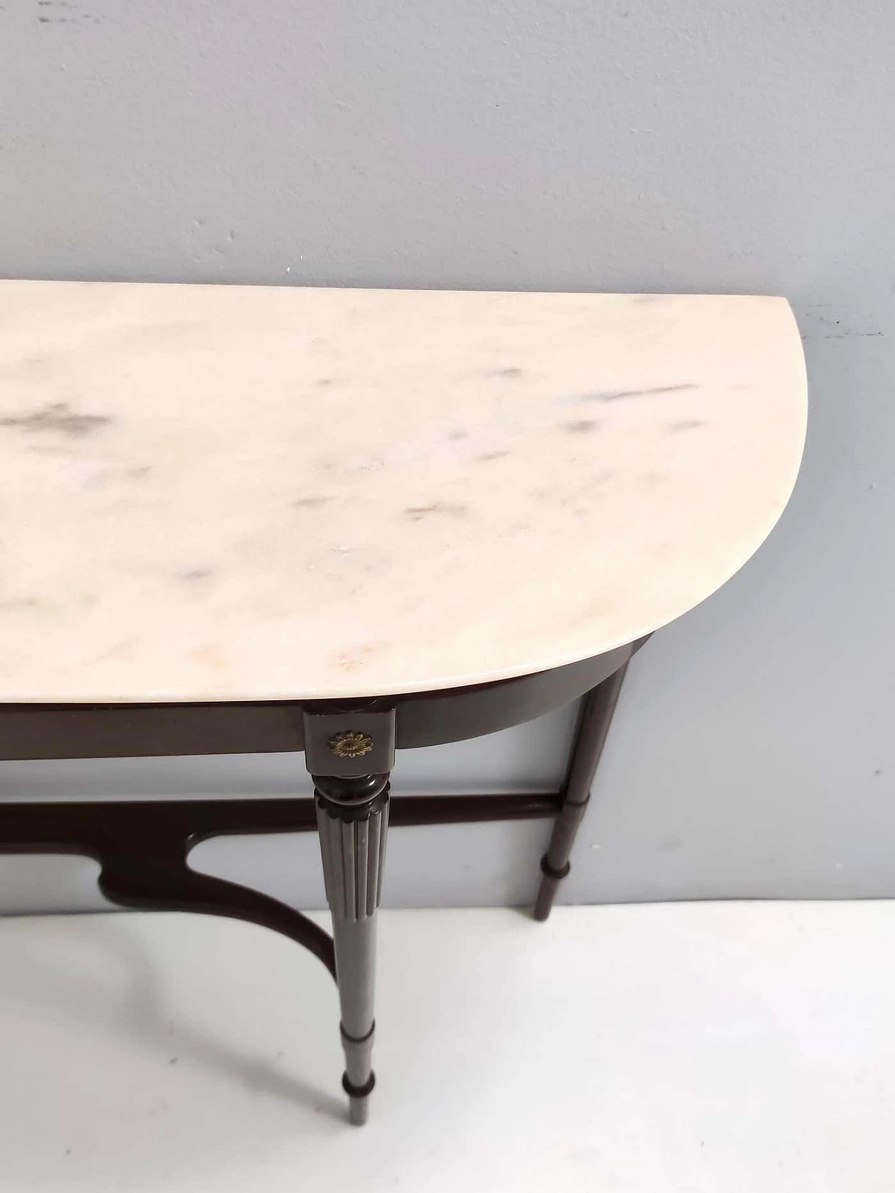 Beech console table with Portuguese pink marble top, 1960s 9