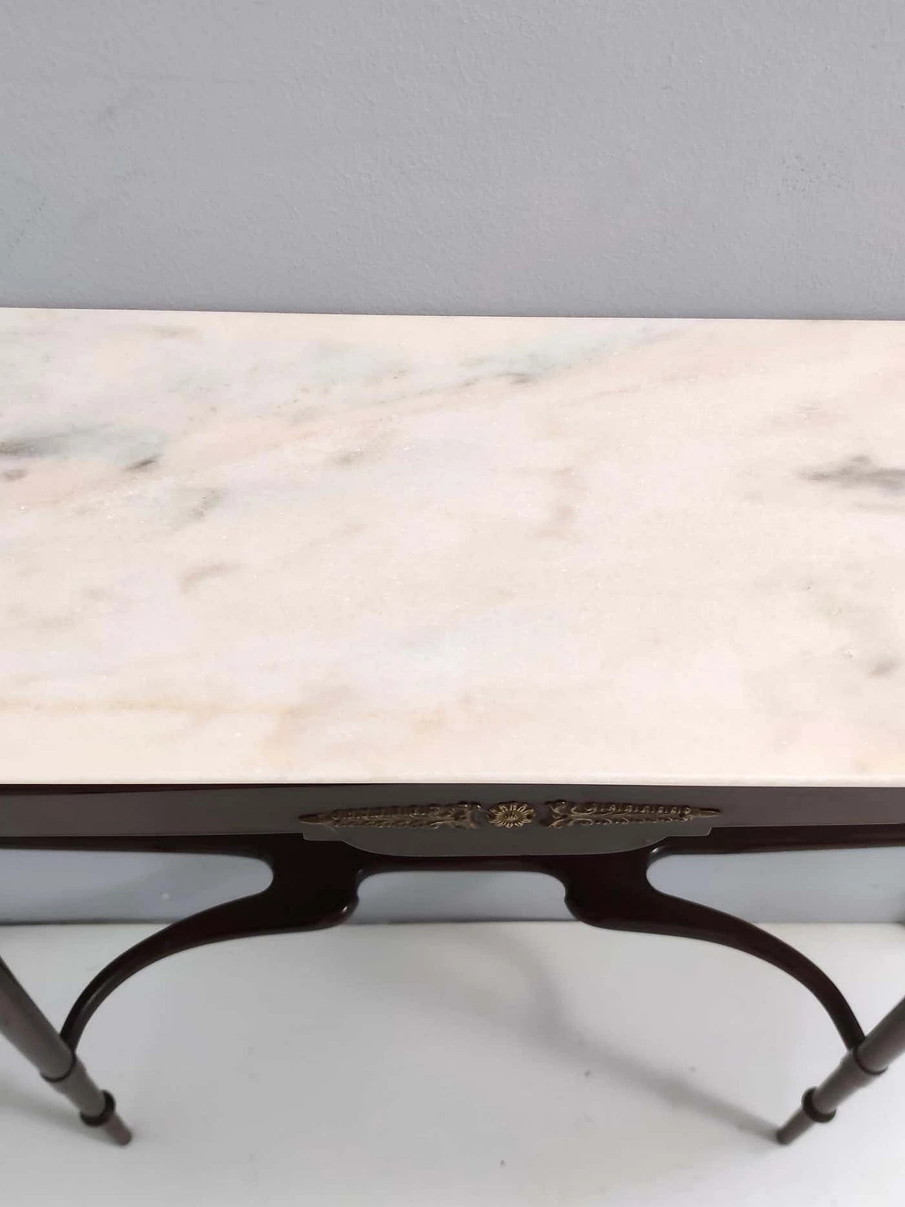 Beech console table with Portuguese pink marble top, 1960s 10