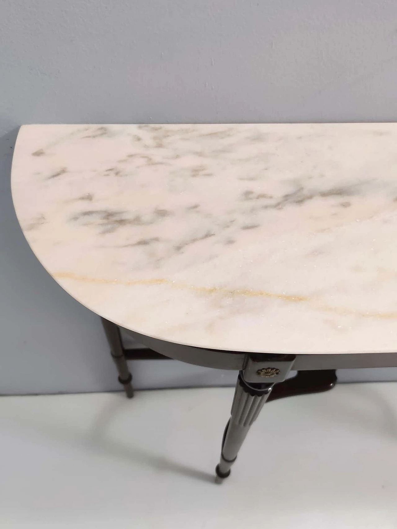 Beech console table with Portuguese pink marble top, 1960s 11