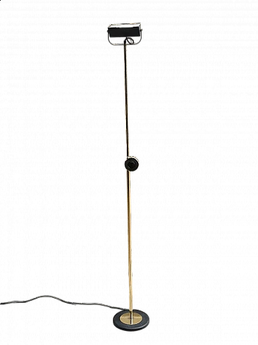 Gilded metal and black painted cast iron floor lamp, 1970s