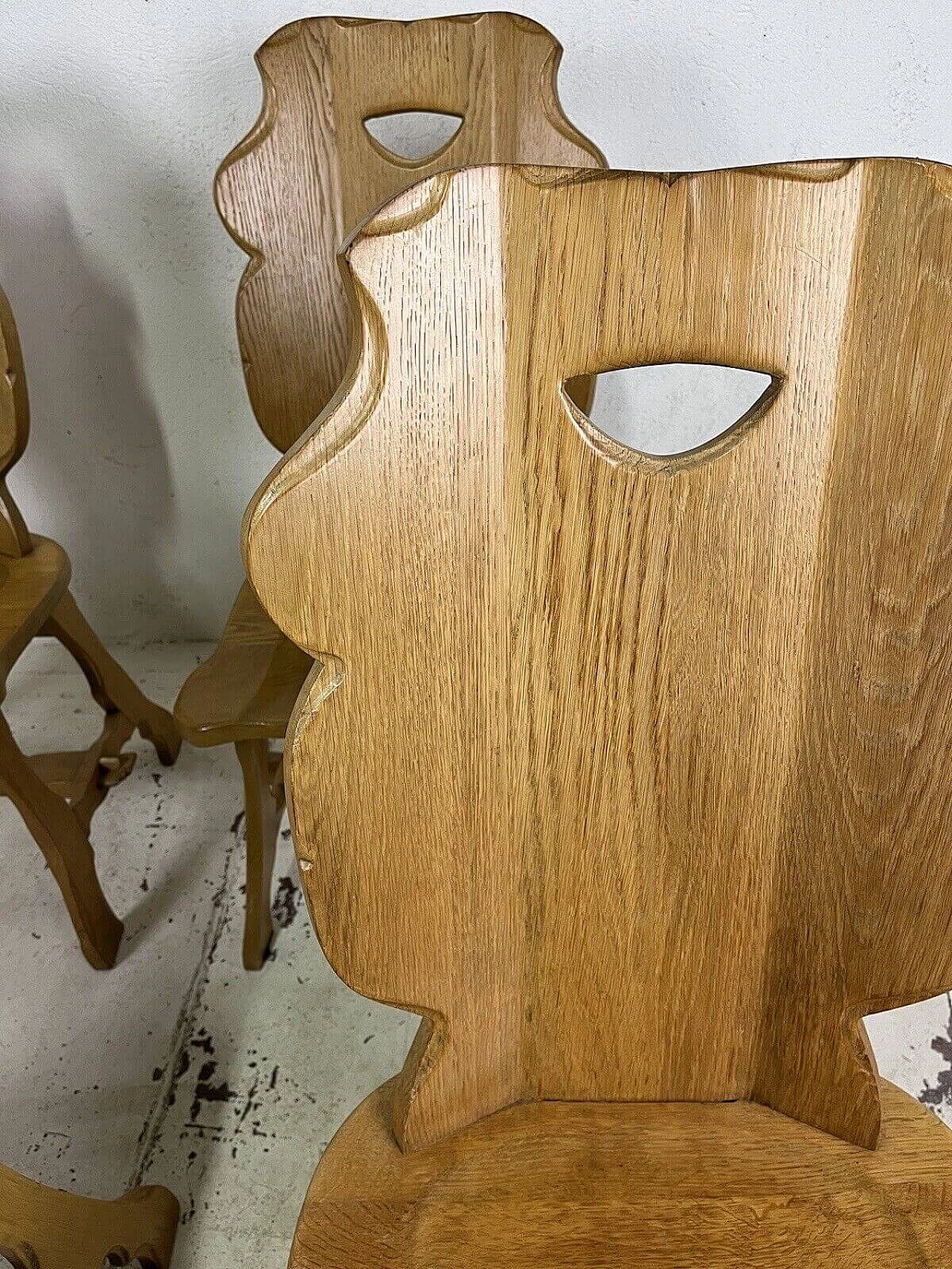 4 Carved wooden chairs, 1960s 5
