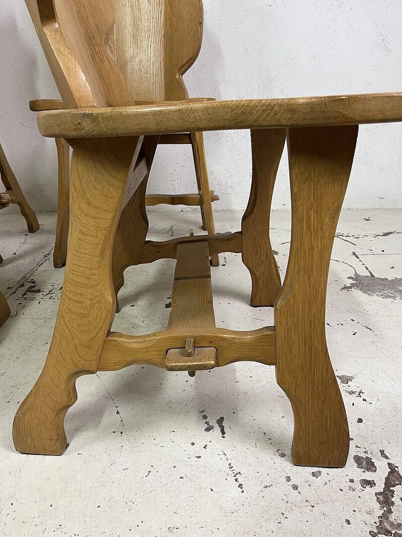 4 Carved wooden chairs, 1960s 8