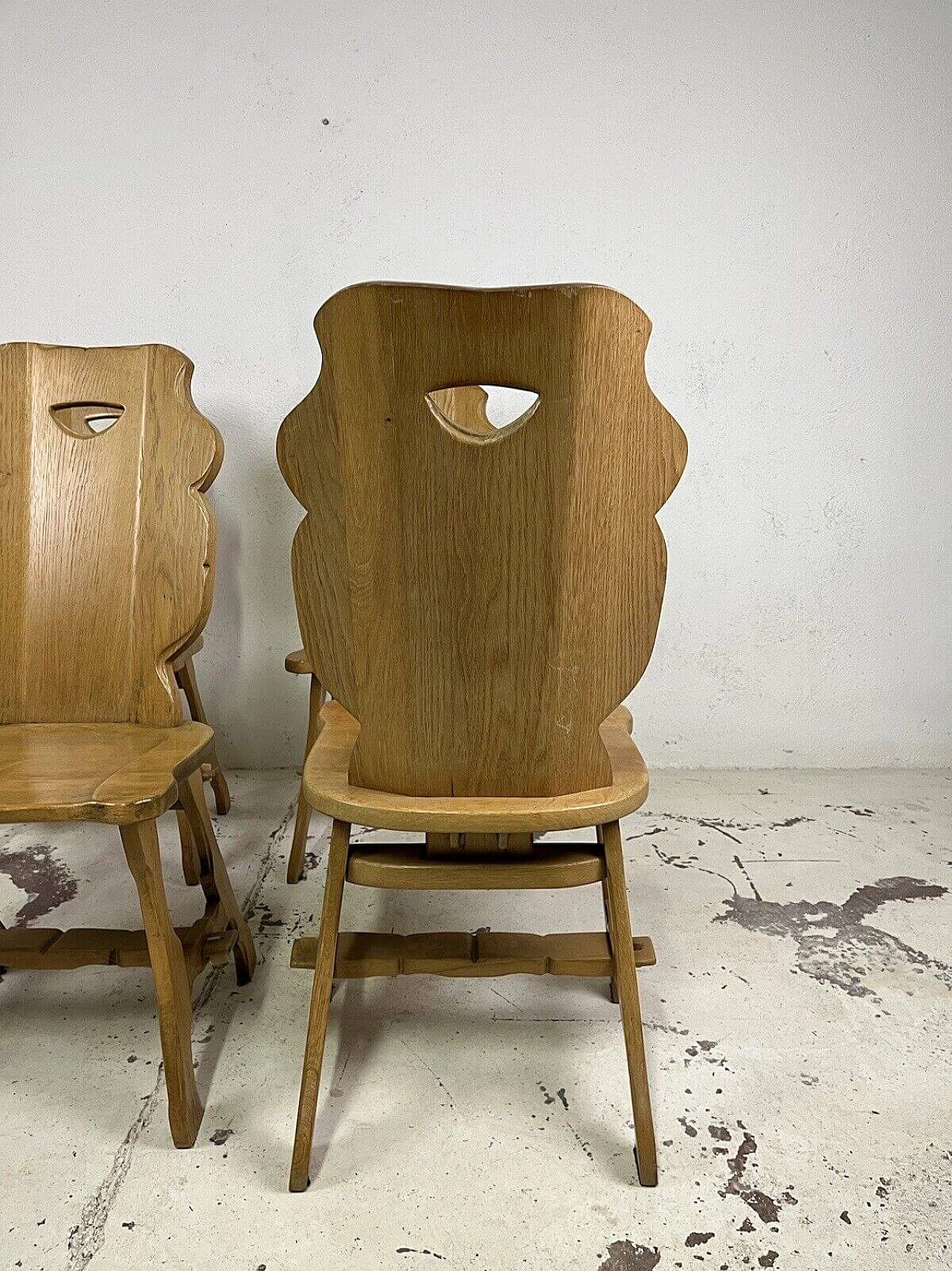 4 Carved wooden chairs, 1960s 9