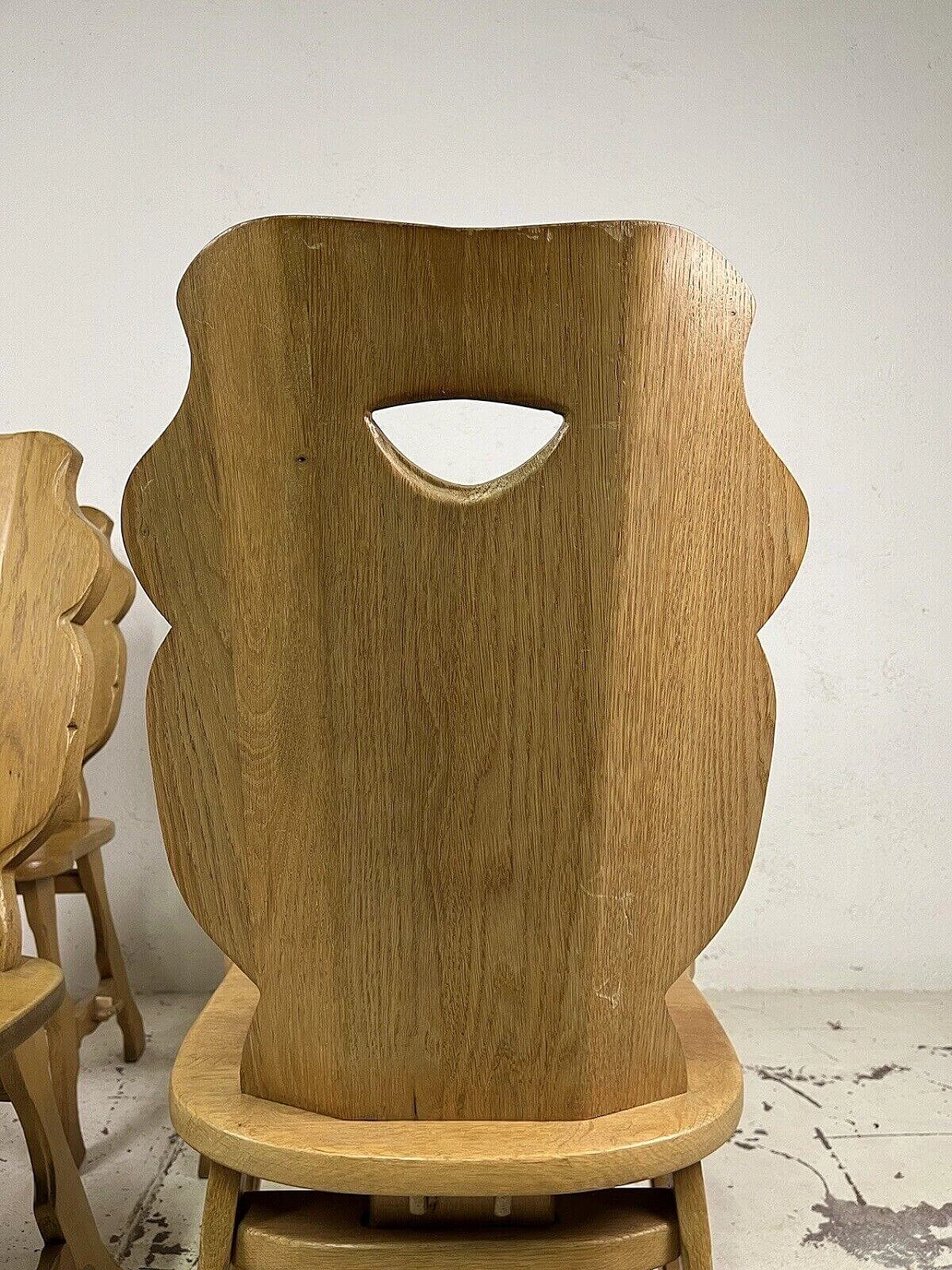 4 Carved wooden chairs, 1960s 10