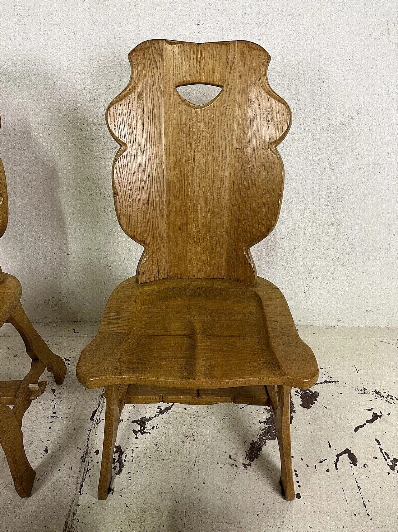 4 Carved wooden chairs, 1960s 14