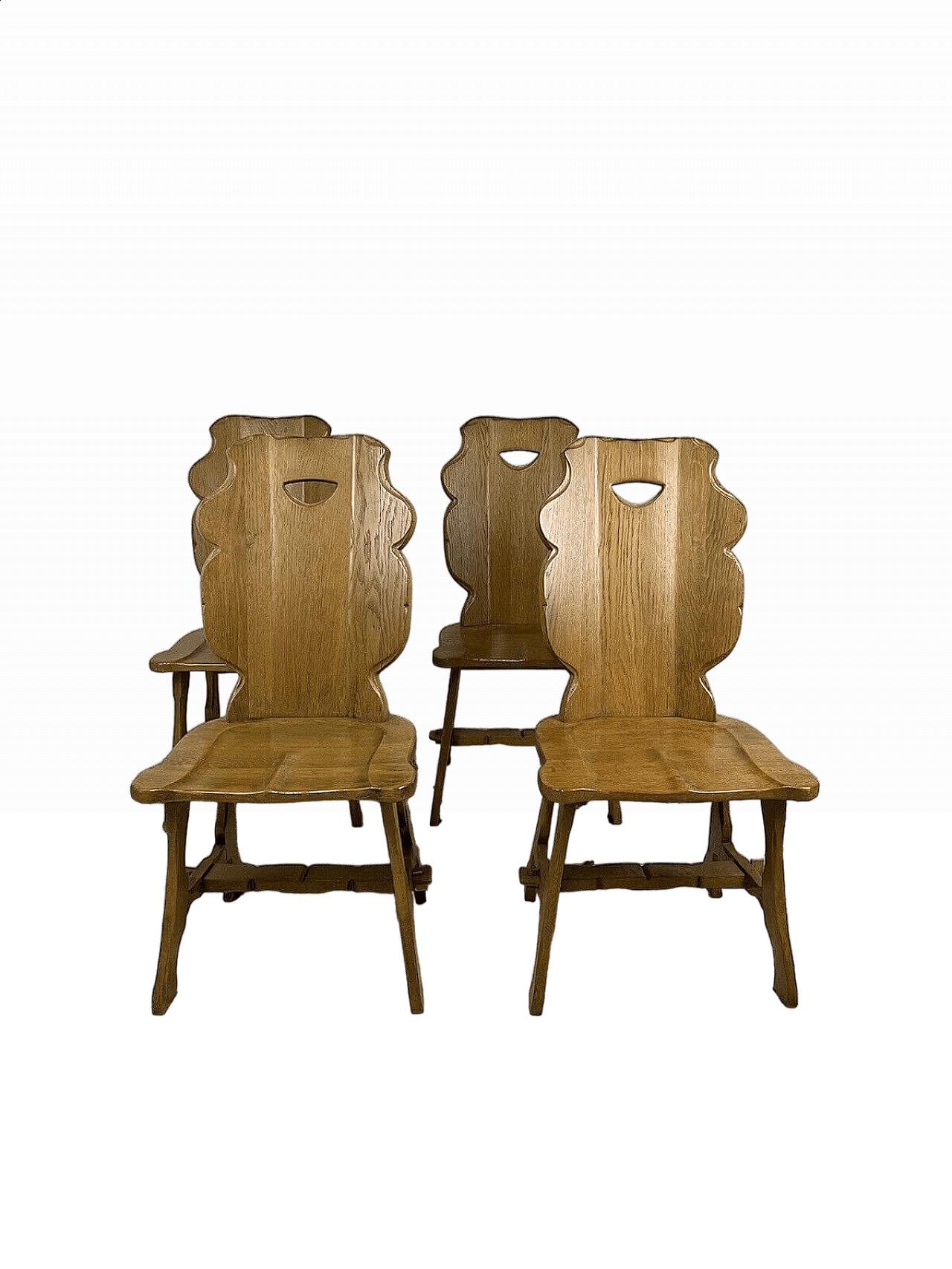 4 Carved wooden chairs, 1960s 16