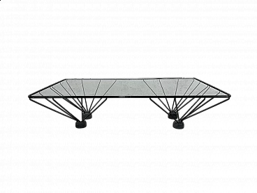 Black painted metal coffee table with glass top by Paolo Passerini for Uvet, 1980s