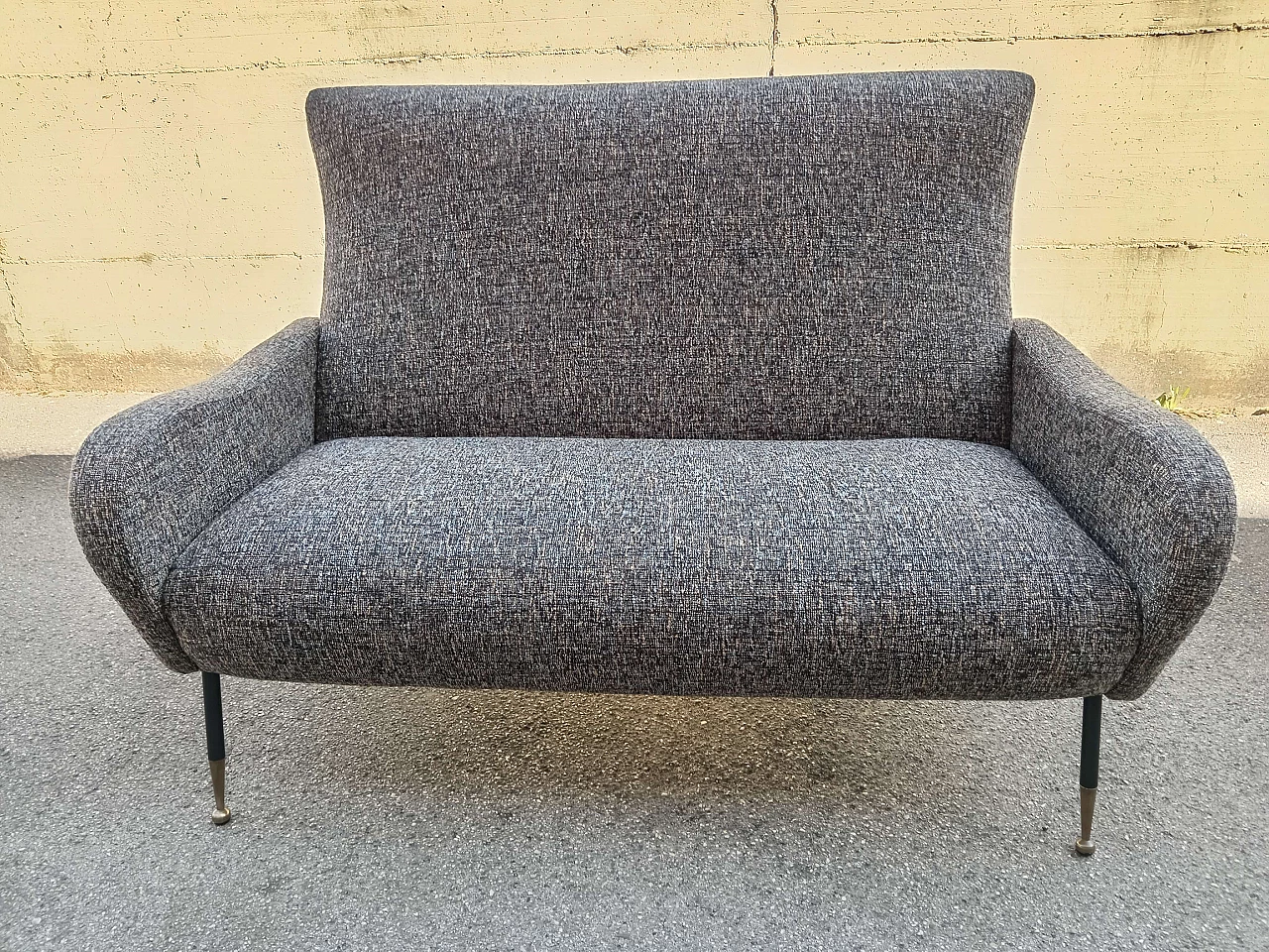Two-seater bouclé fabric sofa, 1950s 1