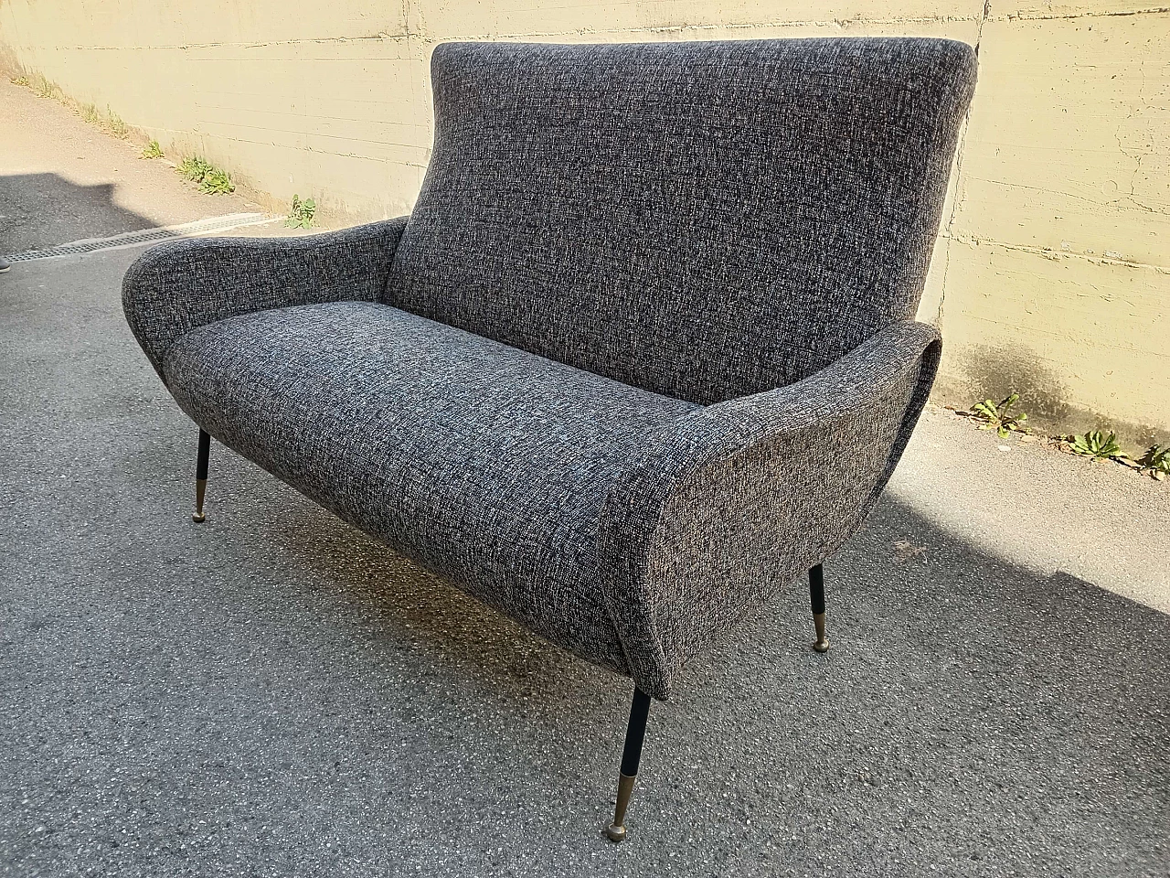 Two-seater bouclé fabric sofa, 1950s 3