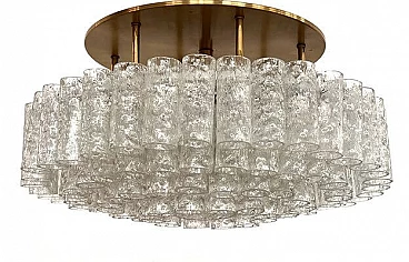 Brass and glass ceiling lamp by Doria Leuchten, 1970s