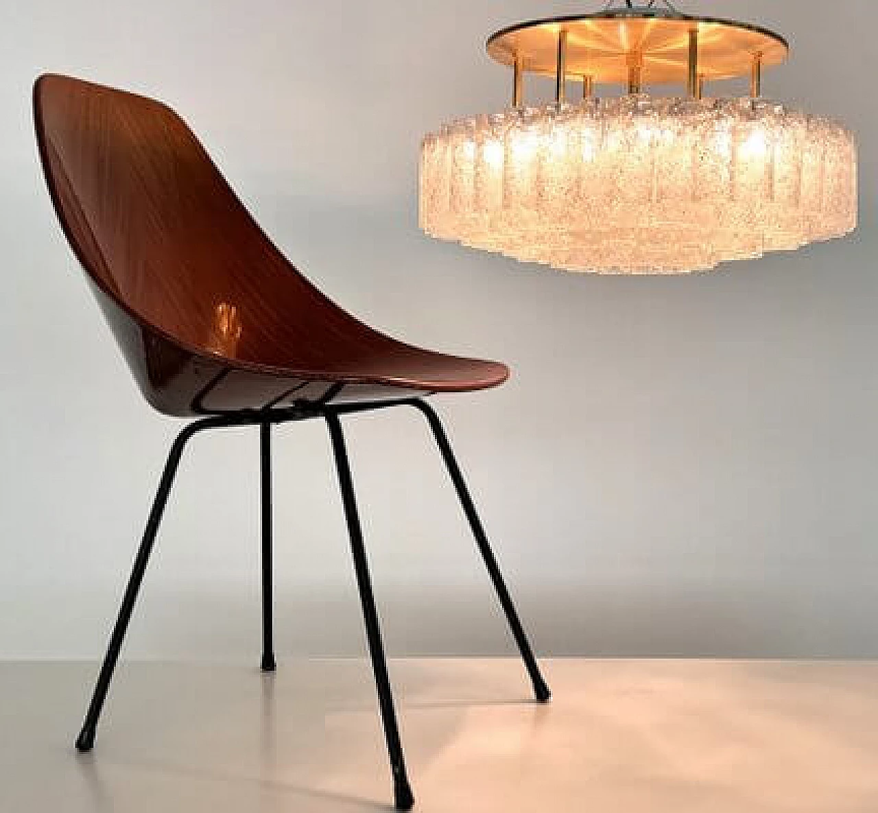 Brass and glass ceiling lamp by Doria Leuchten, 1970s 4