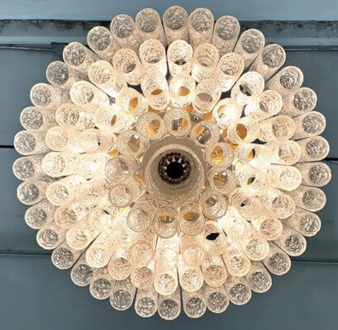 Lampada da soffitto in ottone e vetro di Doria Leuchten, anni '70 6