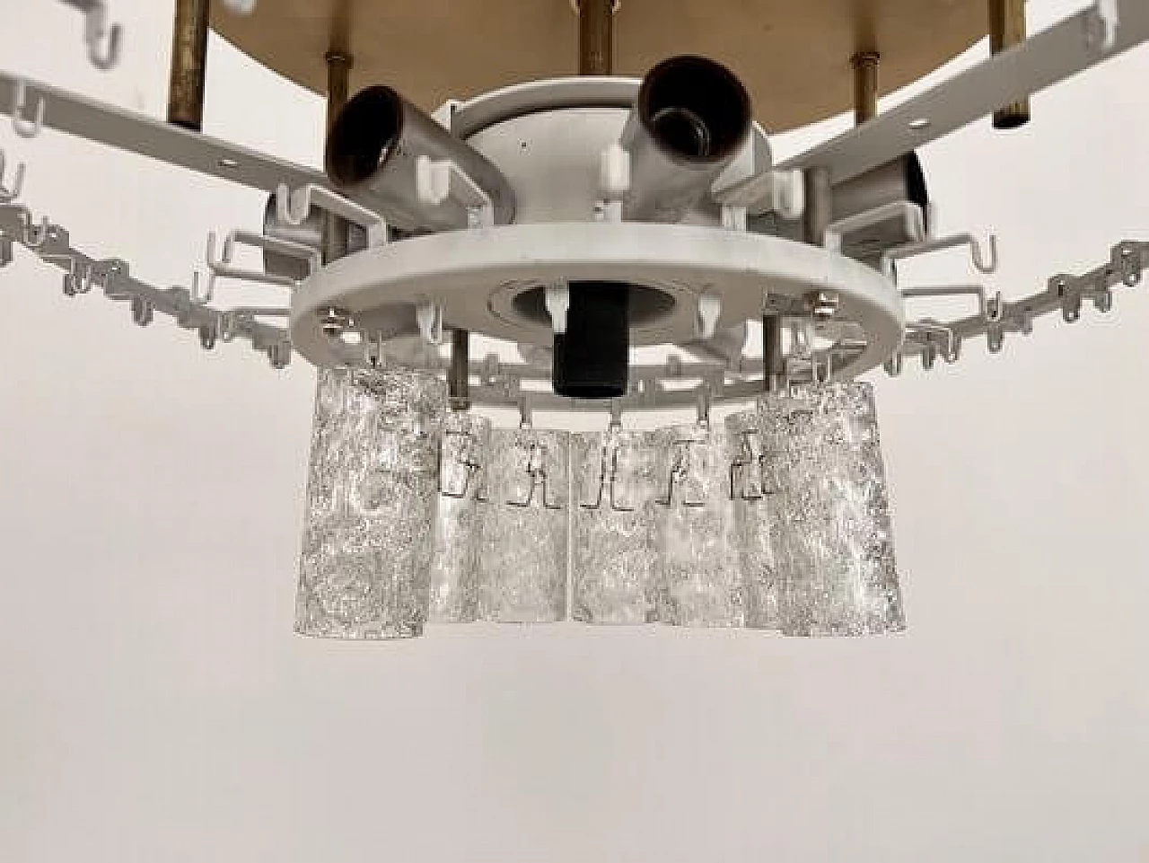 Brass and glass ceiling lamp by Doria Leuchten, 1970s 8