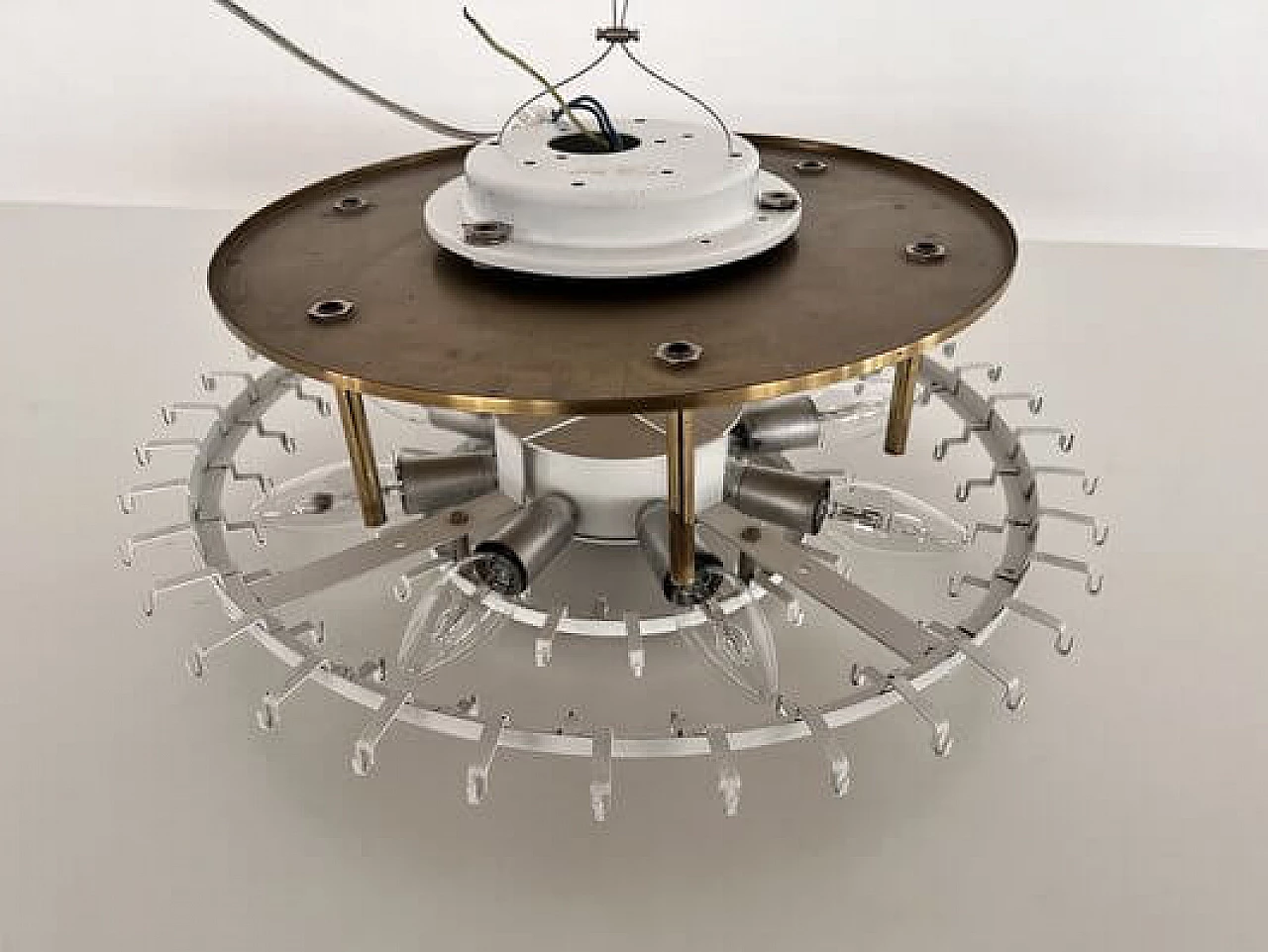 Brass and glass ceiling lamp by Doria Leuchten, 1970s 11