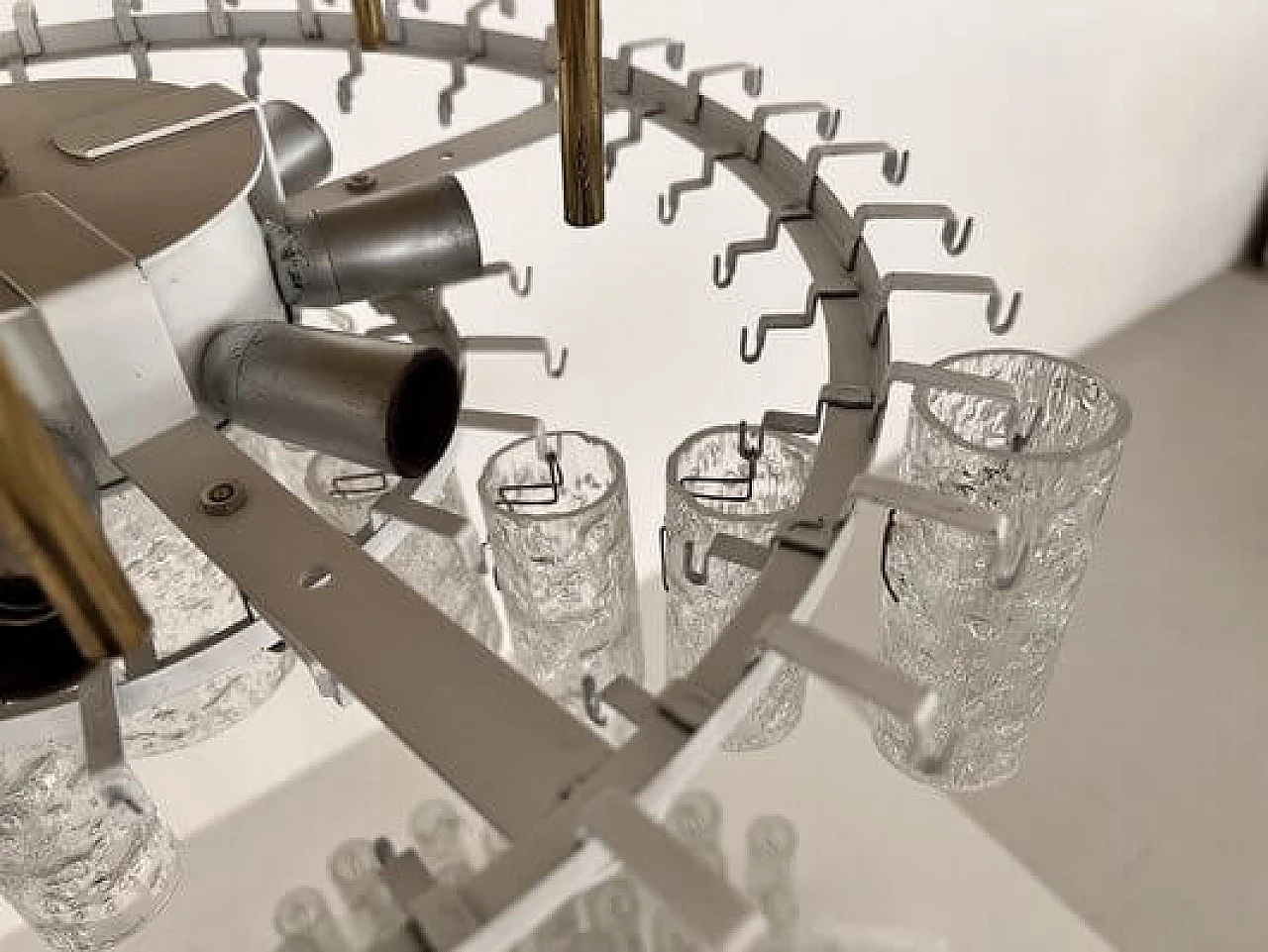 Brass and glass ceiling lamp by Doria Leuchten, 1970s 12