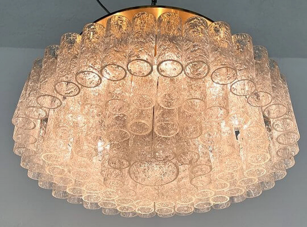 Lampada da soffitto in ottone e vetro di Doria Leuchten, anni '70 13