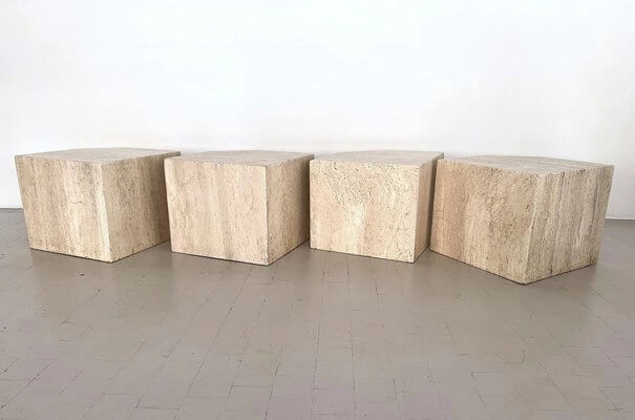 4 Tavolini modulari in travertino, anni '70 10
