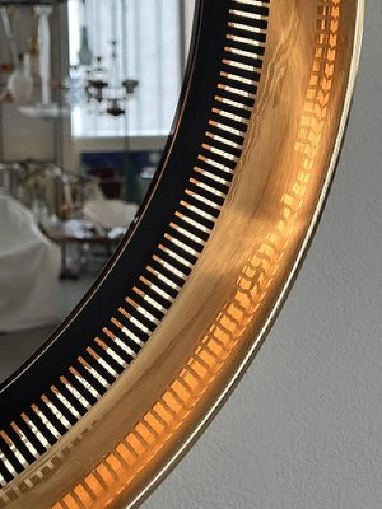 Specchio in ottone con luci di Vereinigte Werkstätten Collection, anni '70 6
