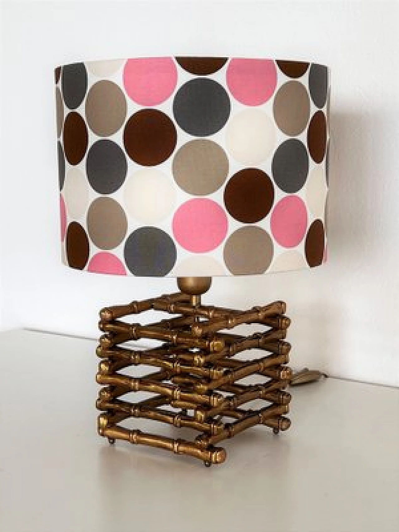 Lampada da tavolo in ottone effetto bambù di Maison Jansen, anni '70 3