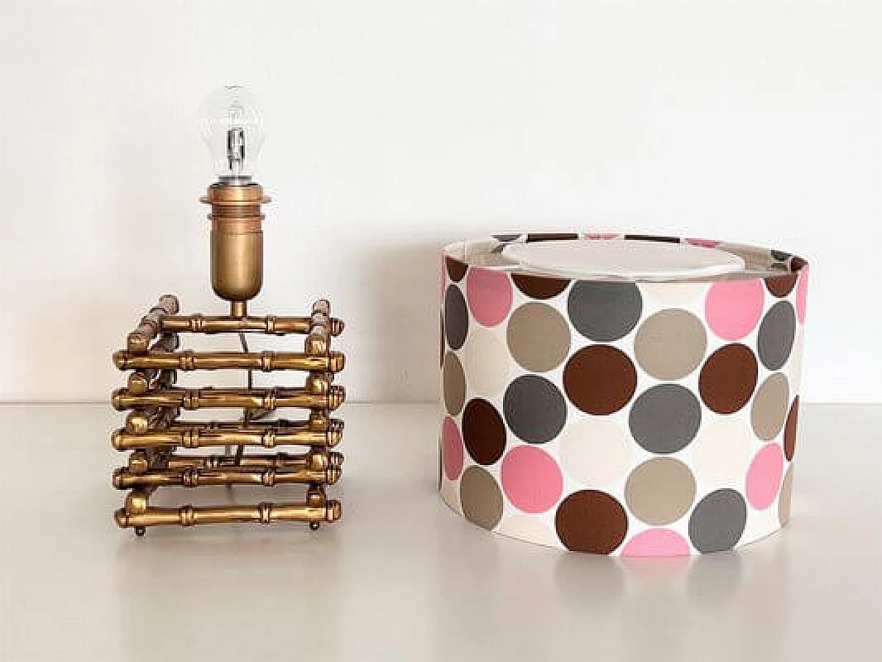 Lampada da tavolo in ottone effetto bambù di Maison Jansen, anni '70 6