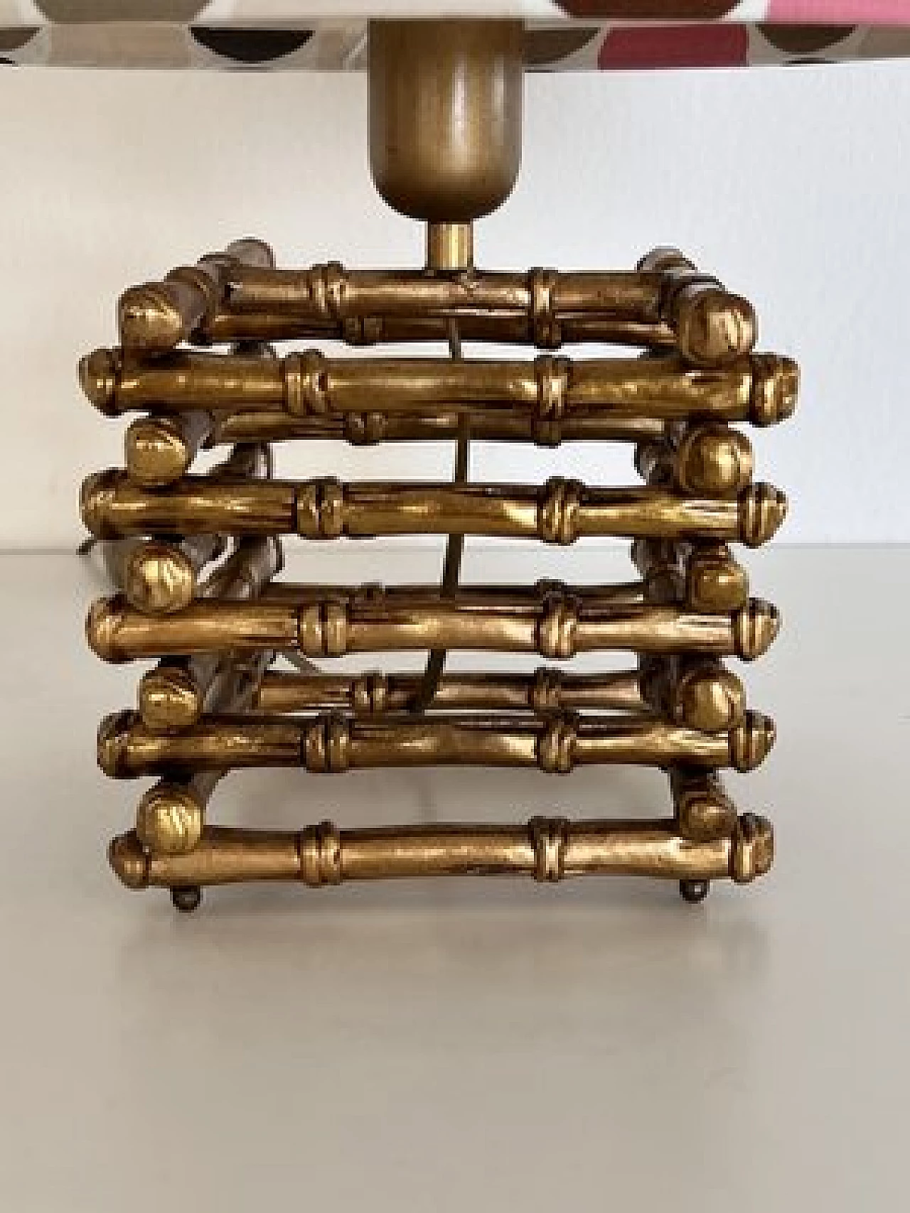 Bamboo-effect brass table lamp by Maison Jansen, 1970s 8