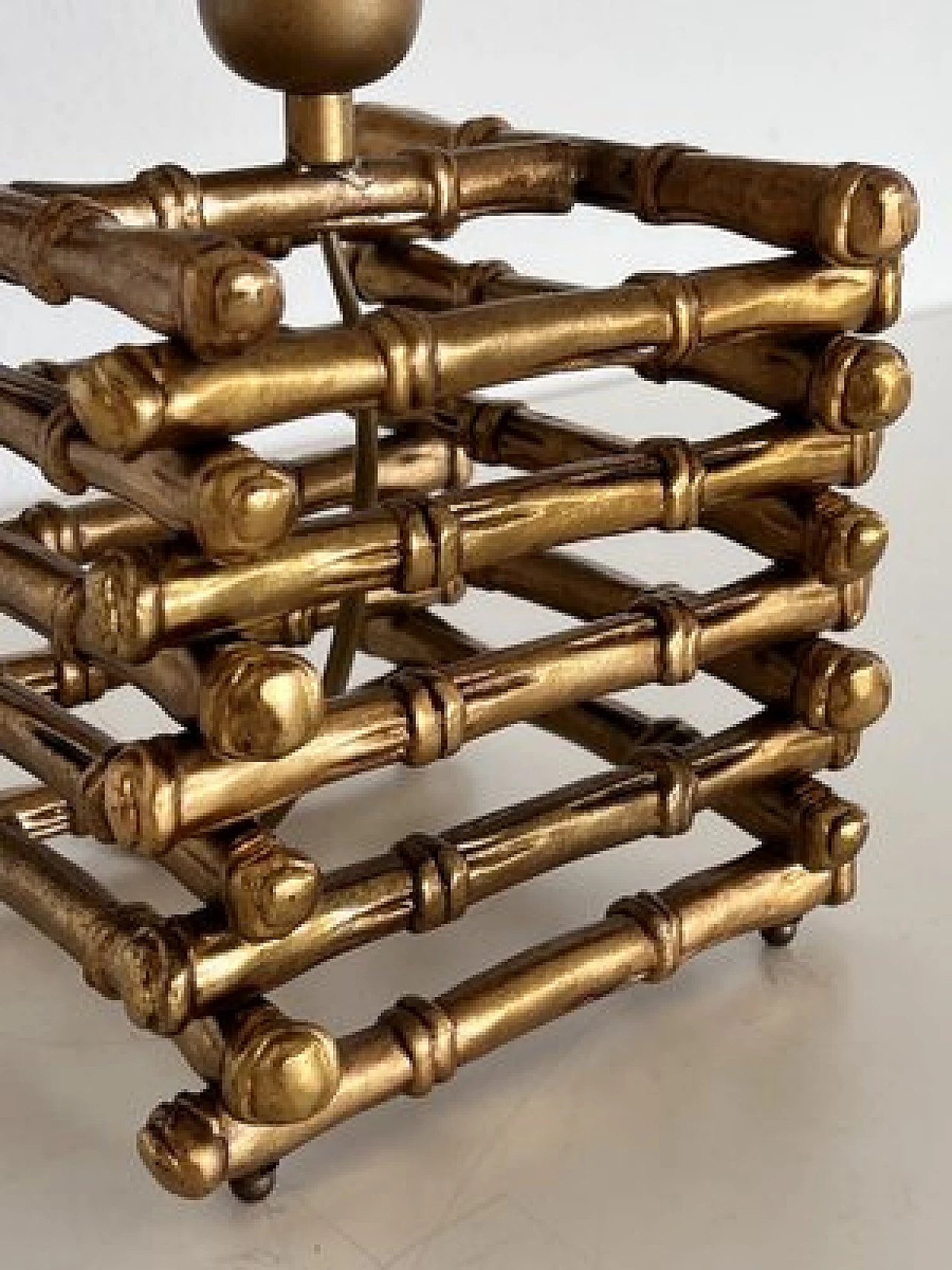 Lampada da tavolo in ottone effetto bambù di Maison Jansen, anni '70 12