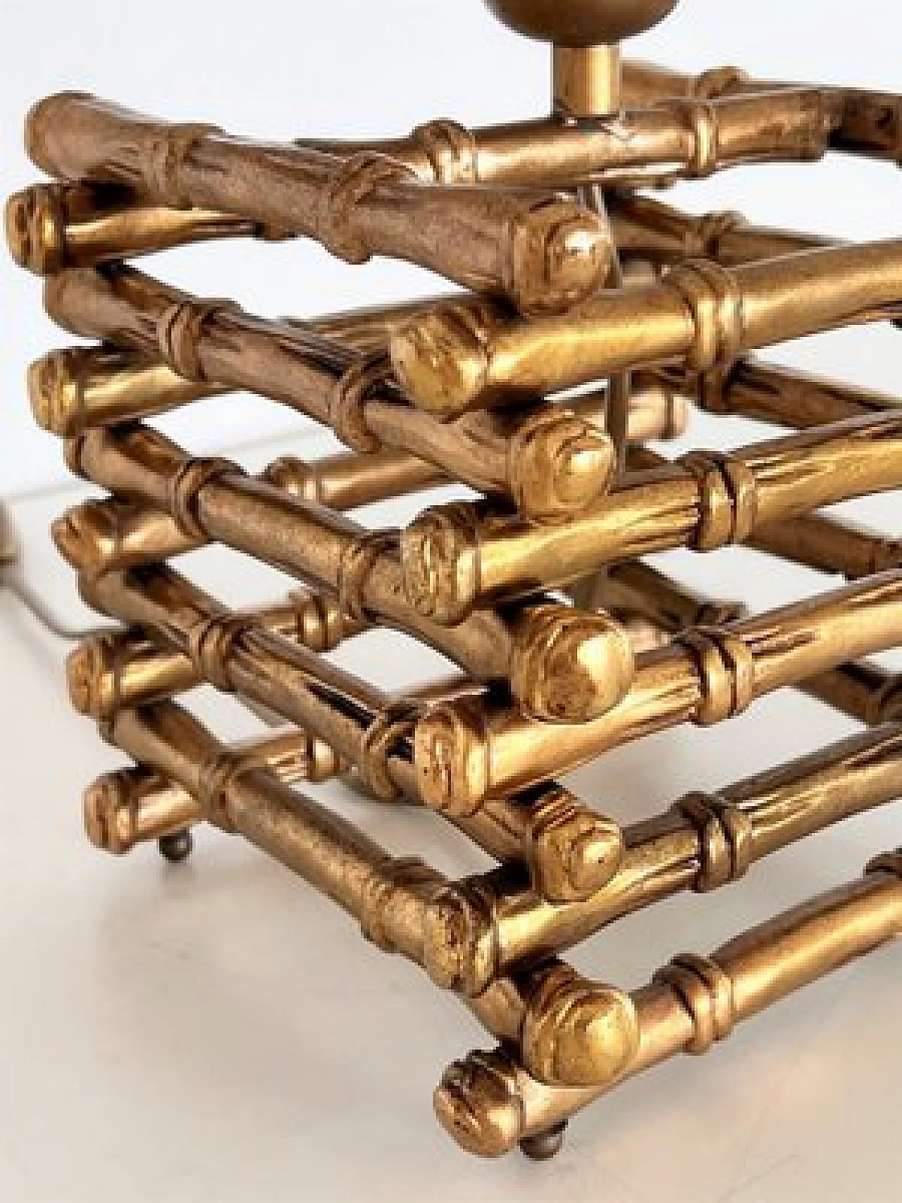 Lampada da tavolo in ottone effetto bambù di Maison Jansen, anni '70 13