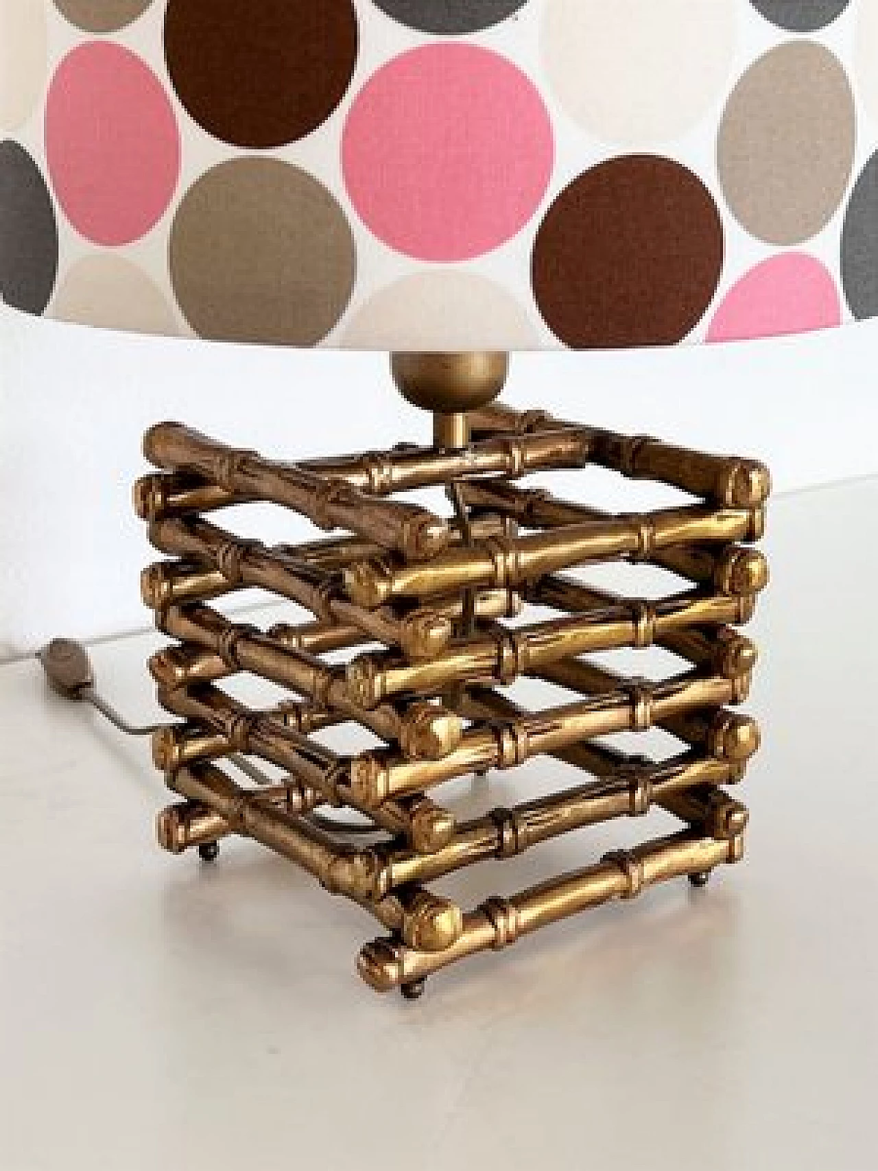 Bamboo-effect brass table lamp by Maison Jansen, 1970s 14