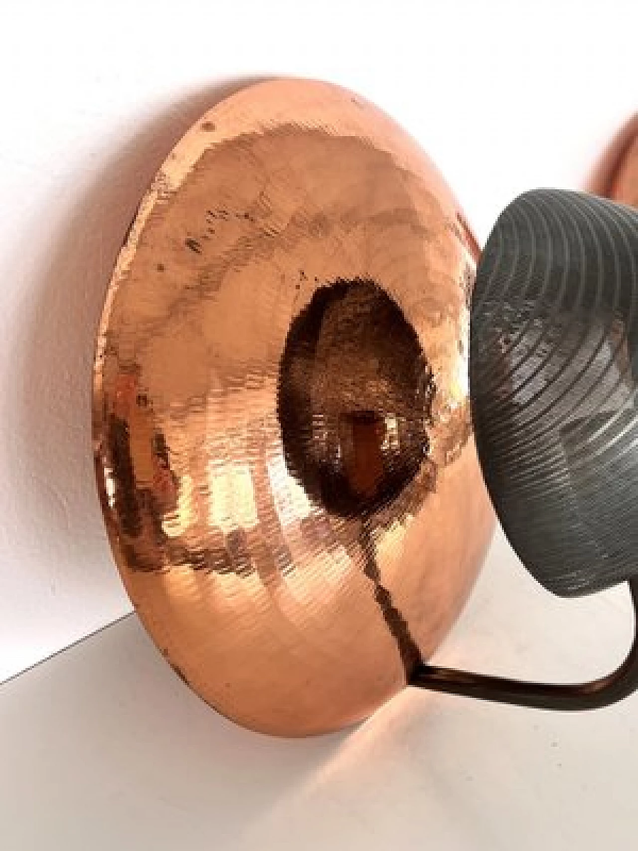 Pair of hammered copper and black perforated metal wall lights, 1970s 6