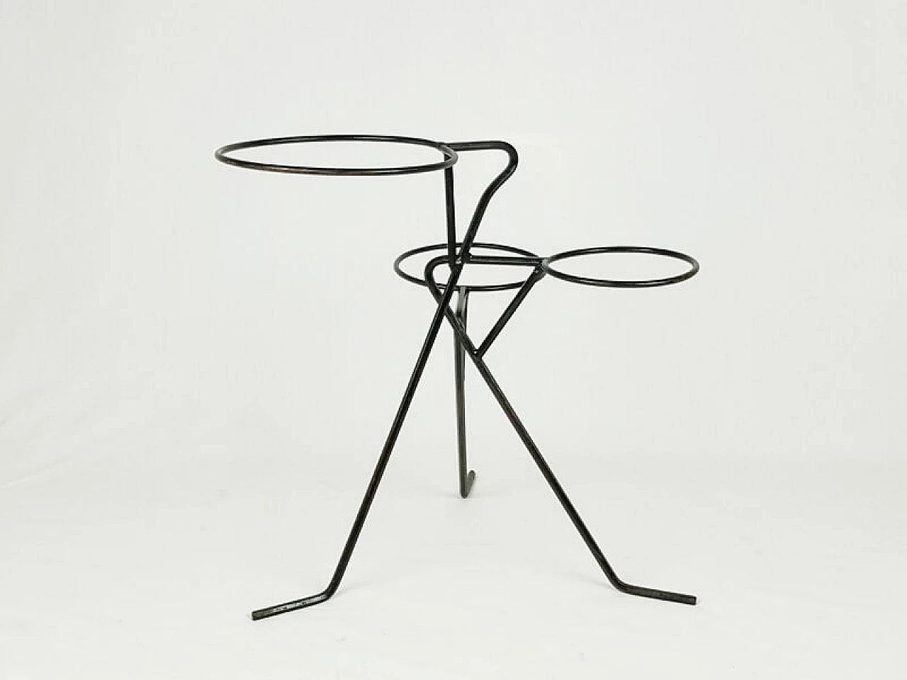 Freestanding black metal plant stand, 1950s 6