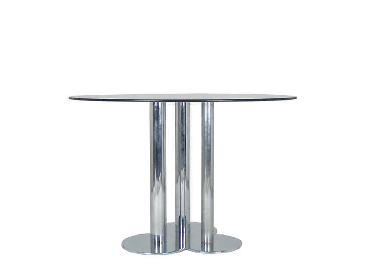 Trufflio table with chrome base and smoked glass top by Sergio Asti for Poltronova, 1969 2