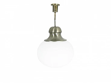 A298 nickel-plated brass and opal glass pendant lamp by Candle, 1960s