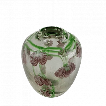 Glass vase with floral decoration