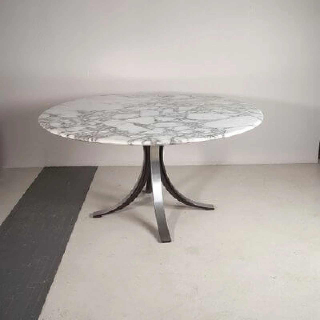 Round T69 table with arabesque Carrara marble top by Osvaldo Borsani & Eugenio Gerli for Tecno, 1960s 6