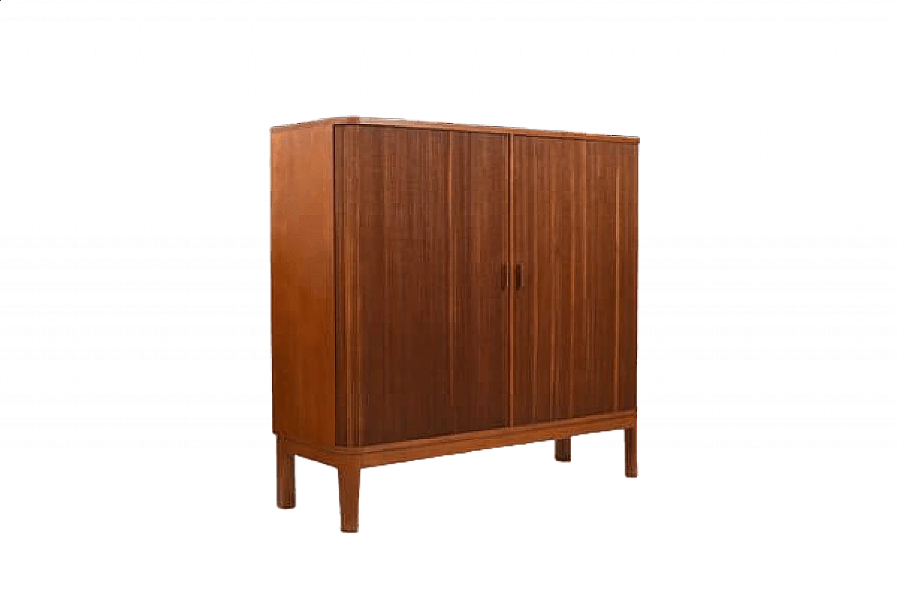 Credenza danese in teak con ante a serranda, anni '50 11