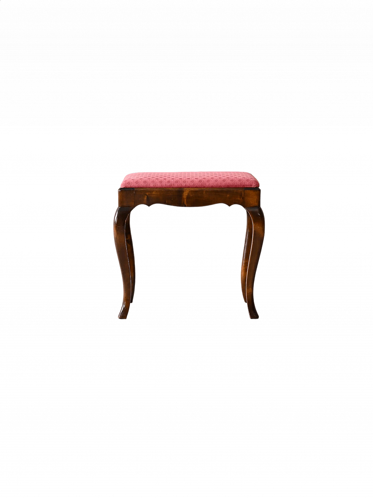 Scandinavian wooden stool with red fabric seat, 1960s 12