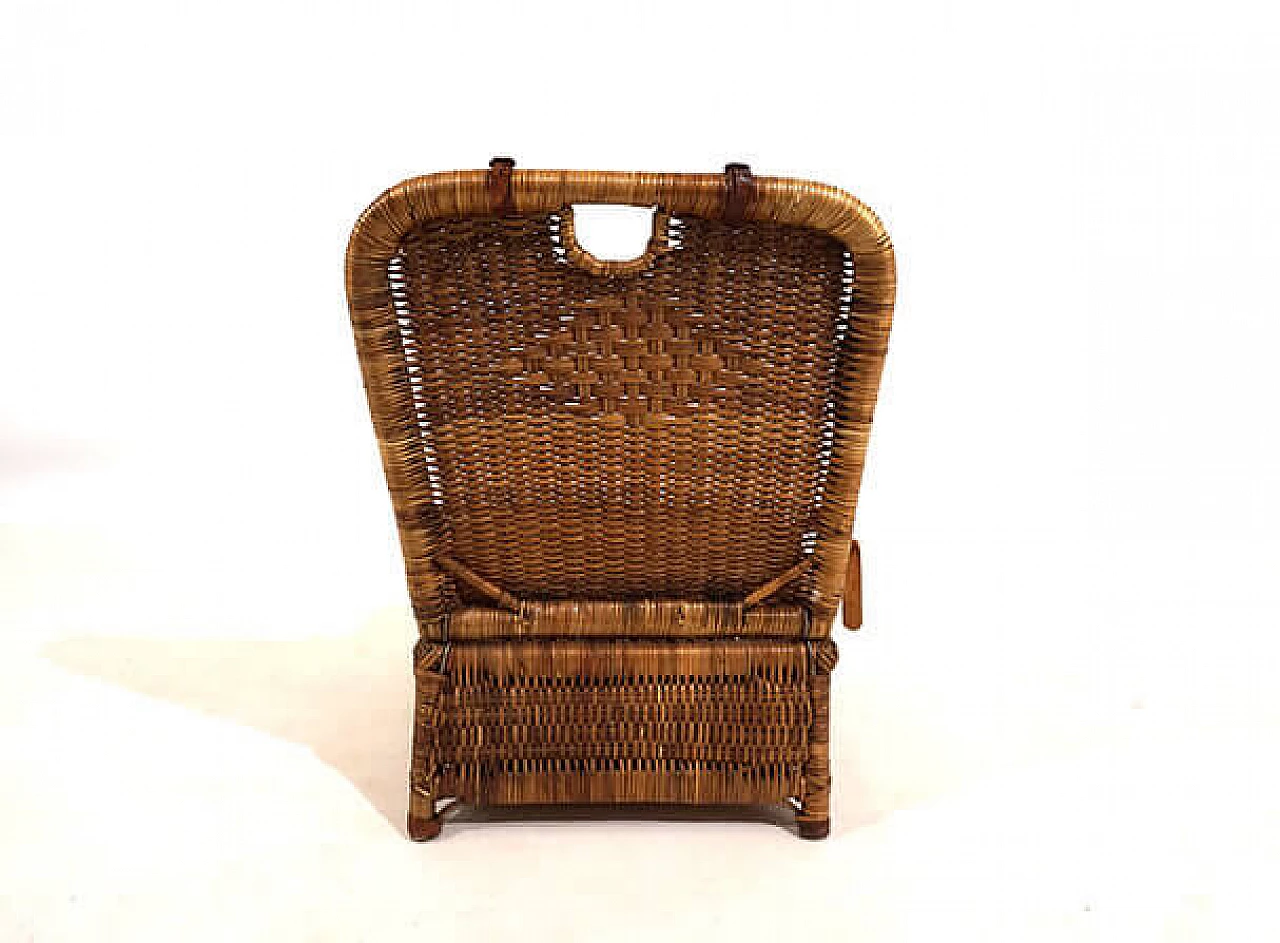 Rattan and leather folding beach chair, 1940s 8