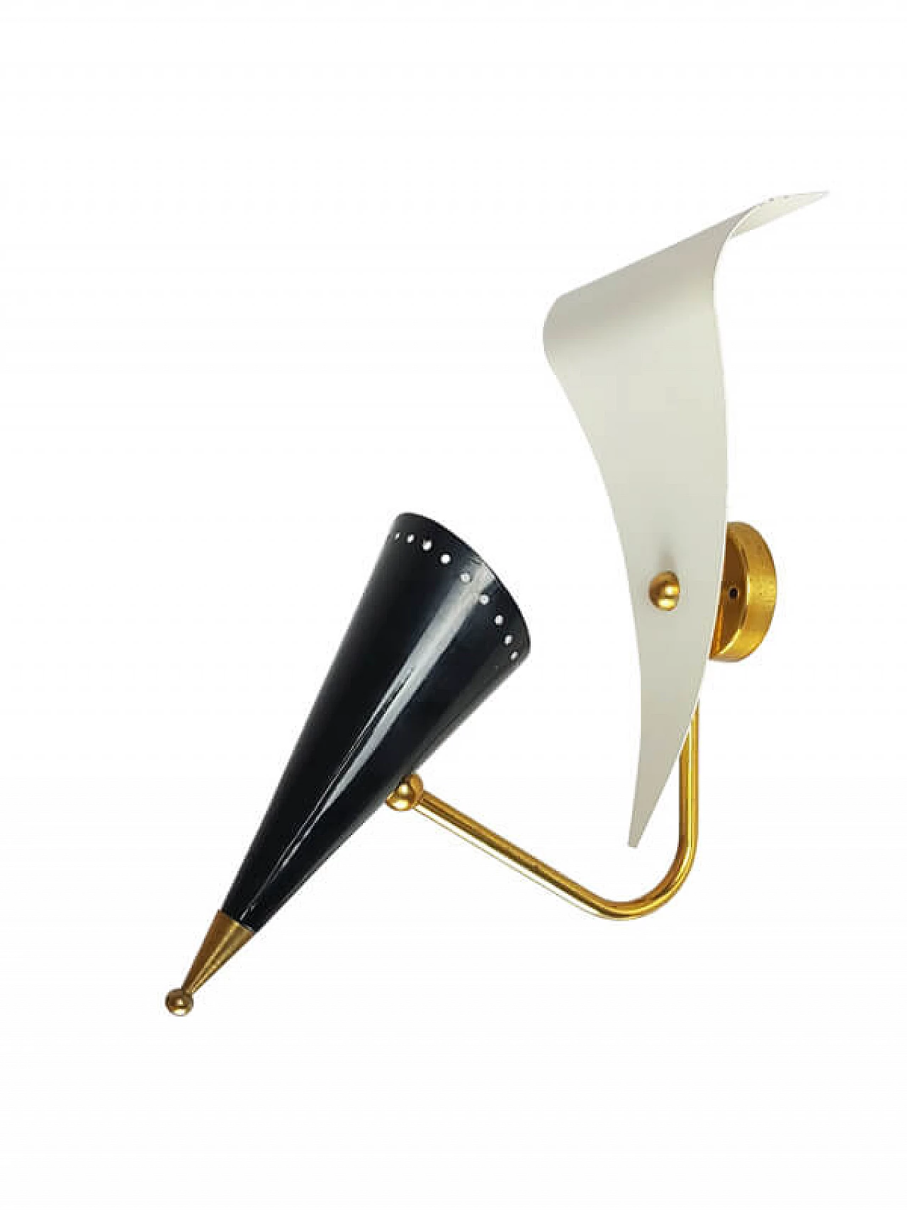Pair of aluminum and brass wall lights by Gilardi & Barzaghi, 1950s 6