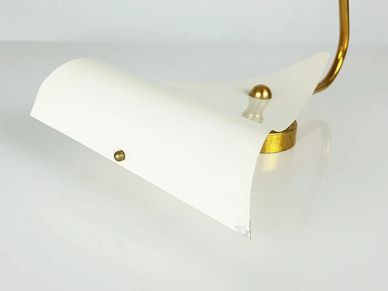Pair of aluminum and brass wall lights by Gilardi & Barzaghi, 1950s 9