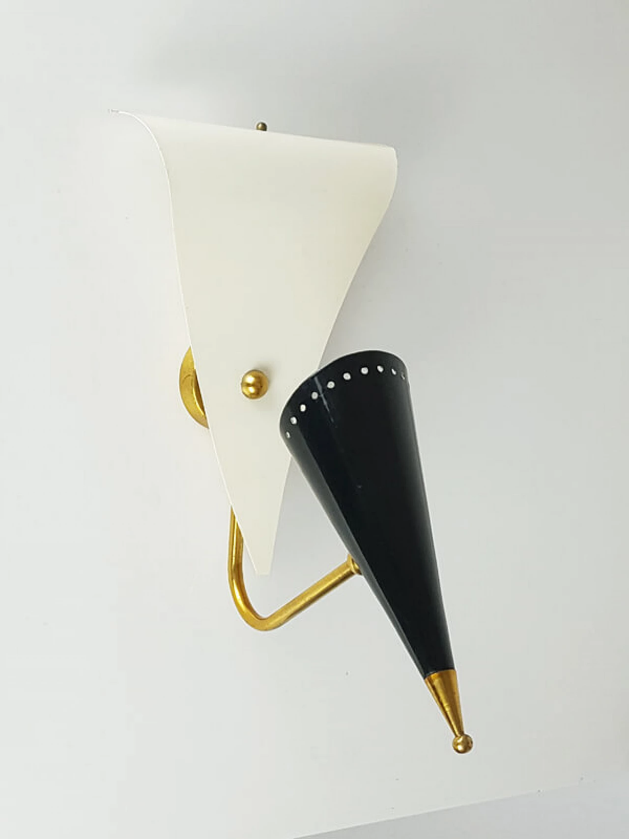 Pair of aluminum and brass wall lights by Gilardi & Barzaghi, 1950s 13